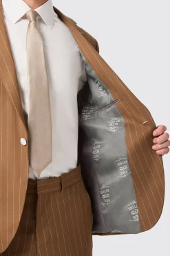 Cuttel Slim Fit Brown Pinstripe Suit