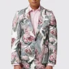 Dali Skinny Fit White Cotton Floral Jacket
