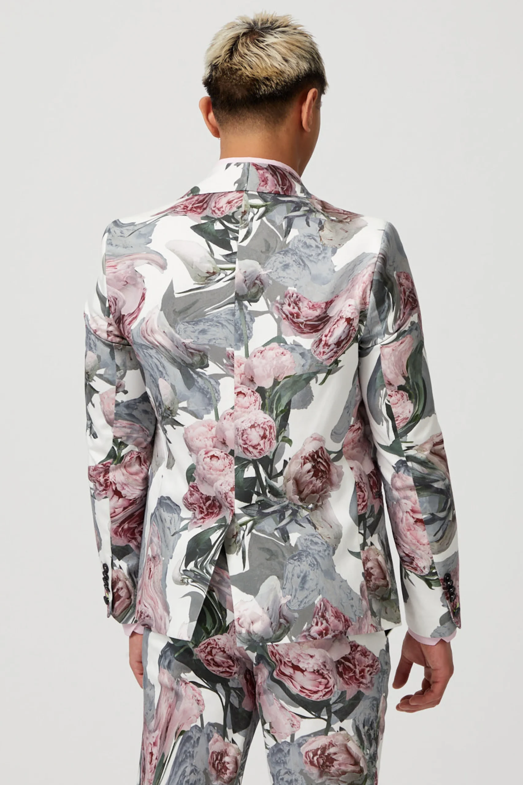 Dali Skinny Fit White Cotton Floral Jacket