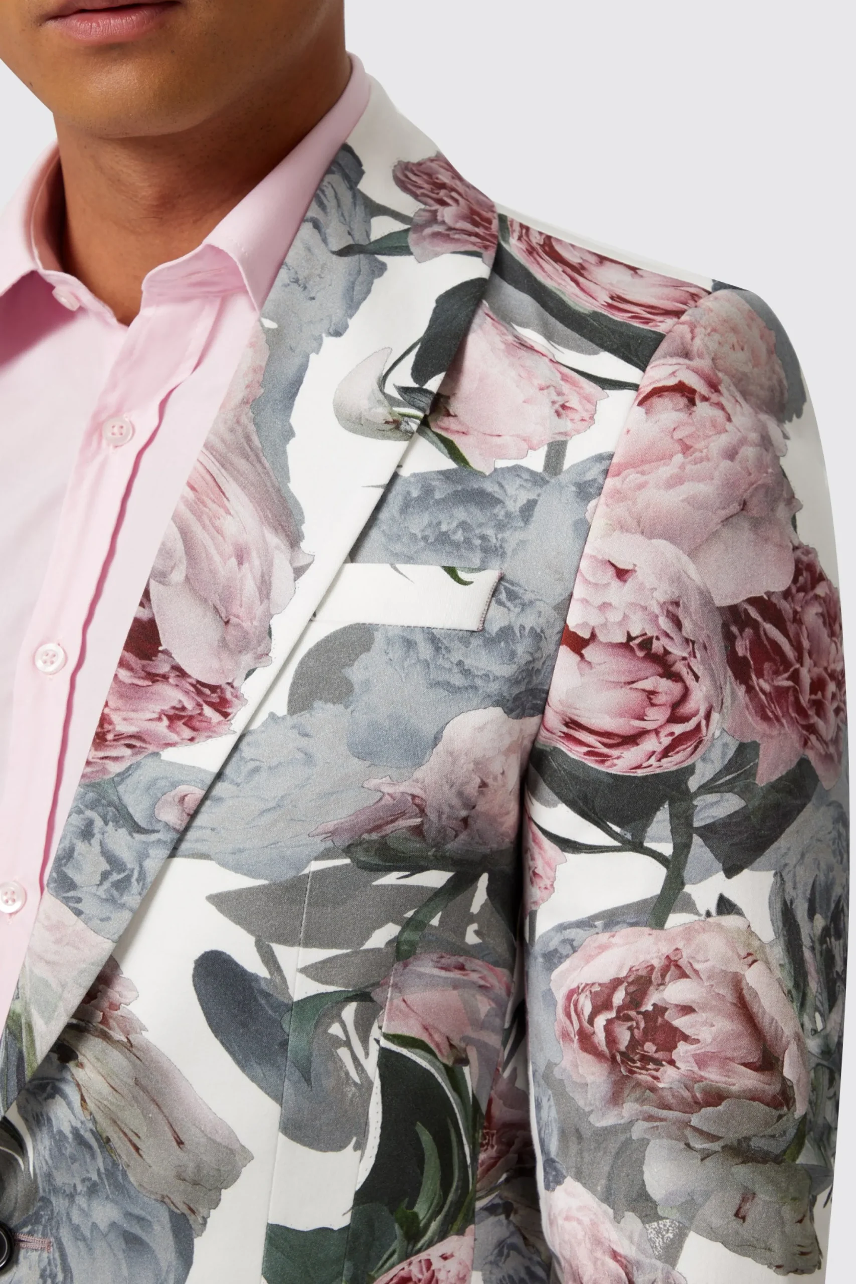 Dali Skinny Fit White Cotton Floral Jacket