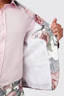 Dali Skinny Fit White Cotton Floral Suit