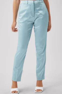 Draco Skinny Fit Aqua Blue Sateen Trousers