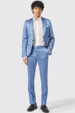 Draco Skinny Fit Blue Sateen Suit
