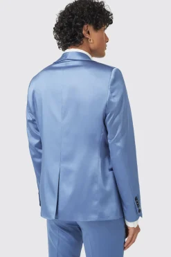 Draco Skinny Fit Blue Sateen Suit