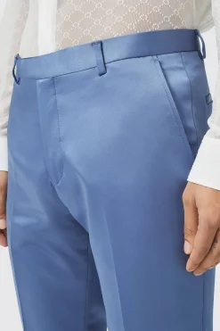Draco Skinny Fit Blue Sateen Suit