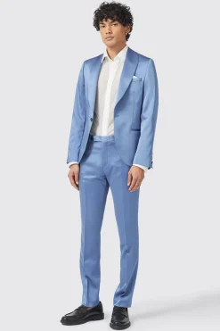Draco Skinny Fit Blue Sateen Suit