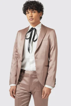 Draco Skinny Fit Rose Gold Sateen Suit