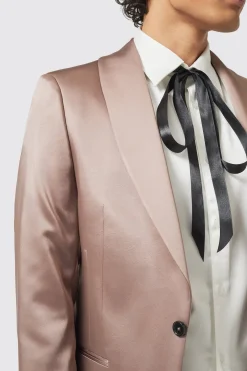 Draco Skinny Fit Rose Gold Sateen Suit