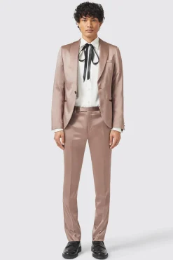 Draco Skinny Fit Rose Gold Sateen Suit