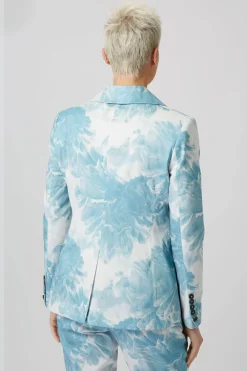 Dresden Skinny Fit Blue Floral Cotton Jacket