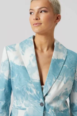 Dresden Skinny Fit Blue Floral Cotton Jacket