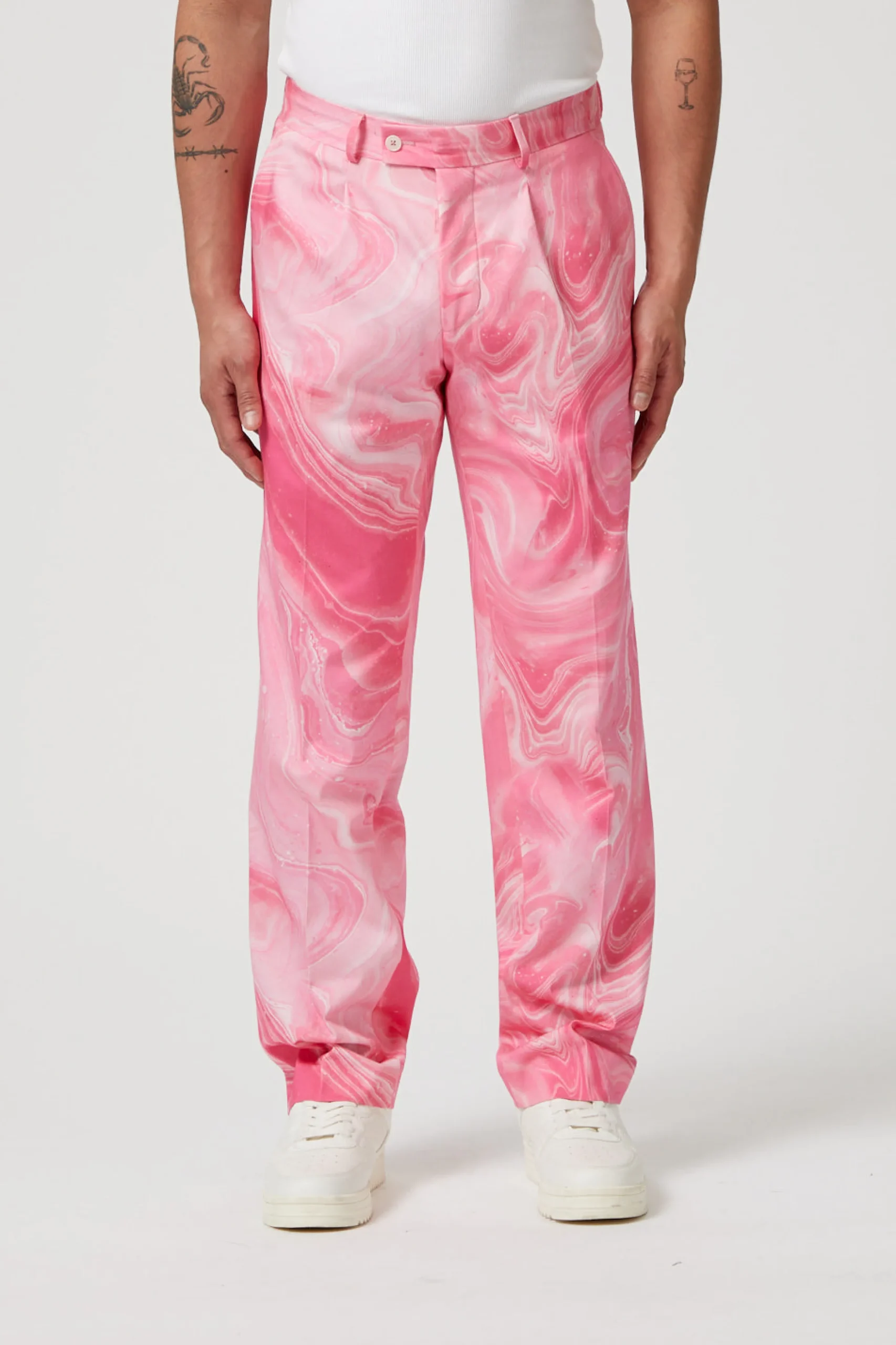 Drogba Oversized Pink Abstract Cotton Trousers