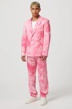 Drogba Oversized Pink Abstract Cotton Suit