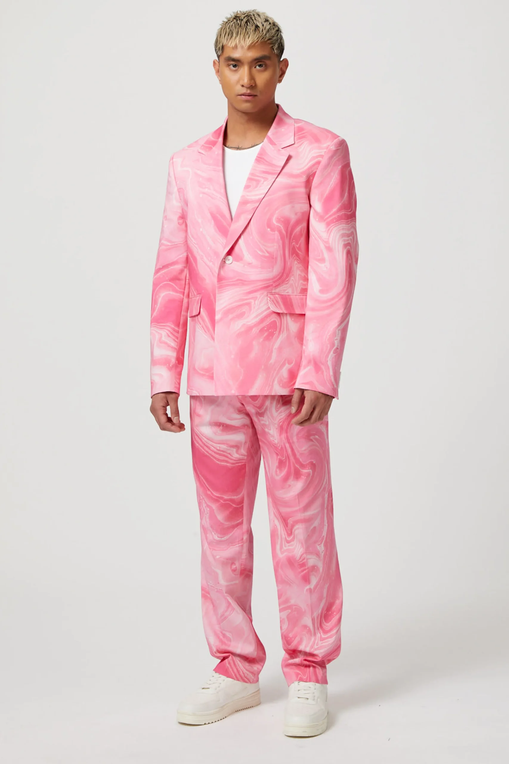 Drogba Oversized Pink Abstract Cotton Suit