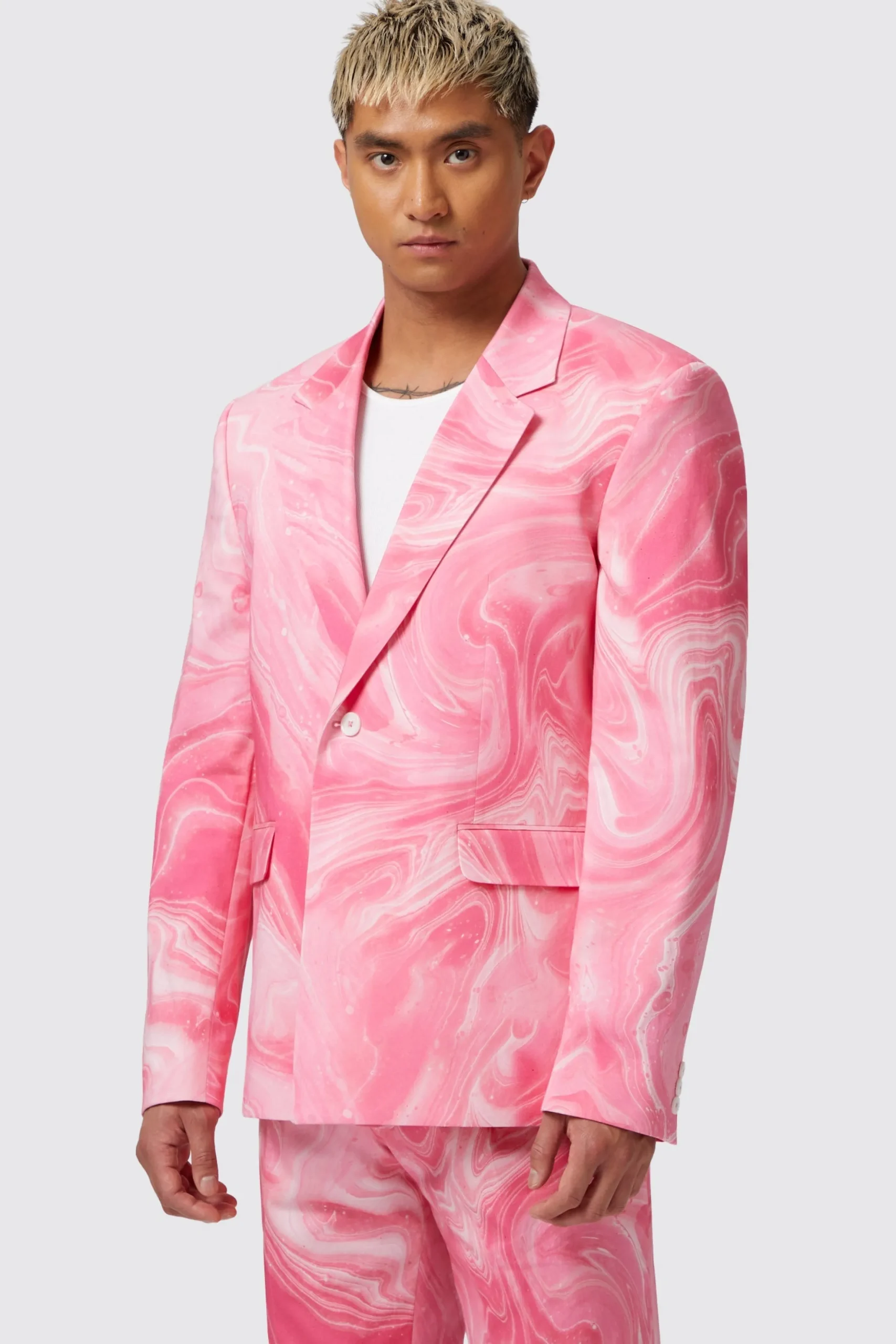 Drogba Oversized Pink Abstract Cotton Suit