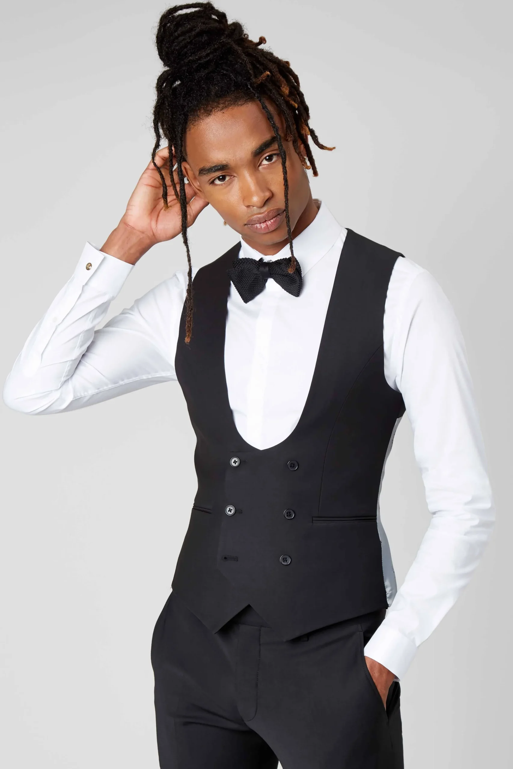 Ellroy Skinny Fit Black Wool Waistcoat