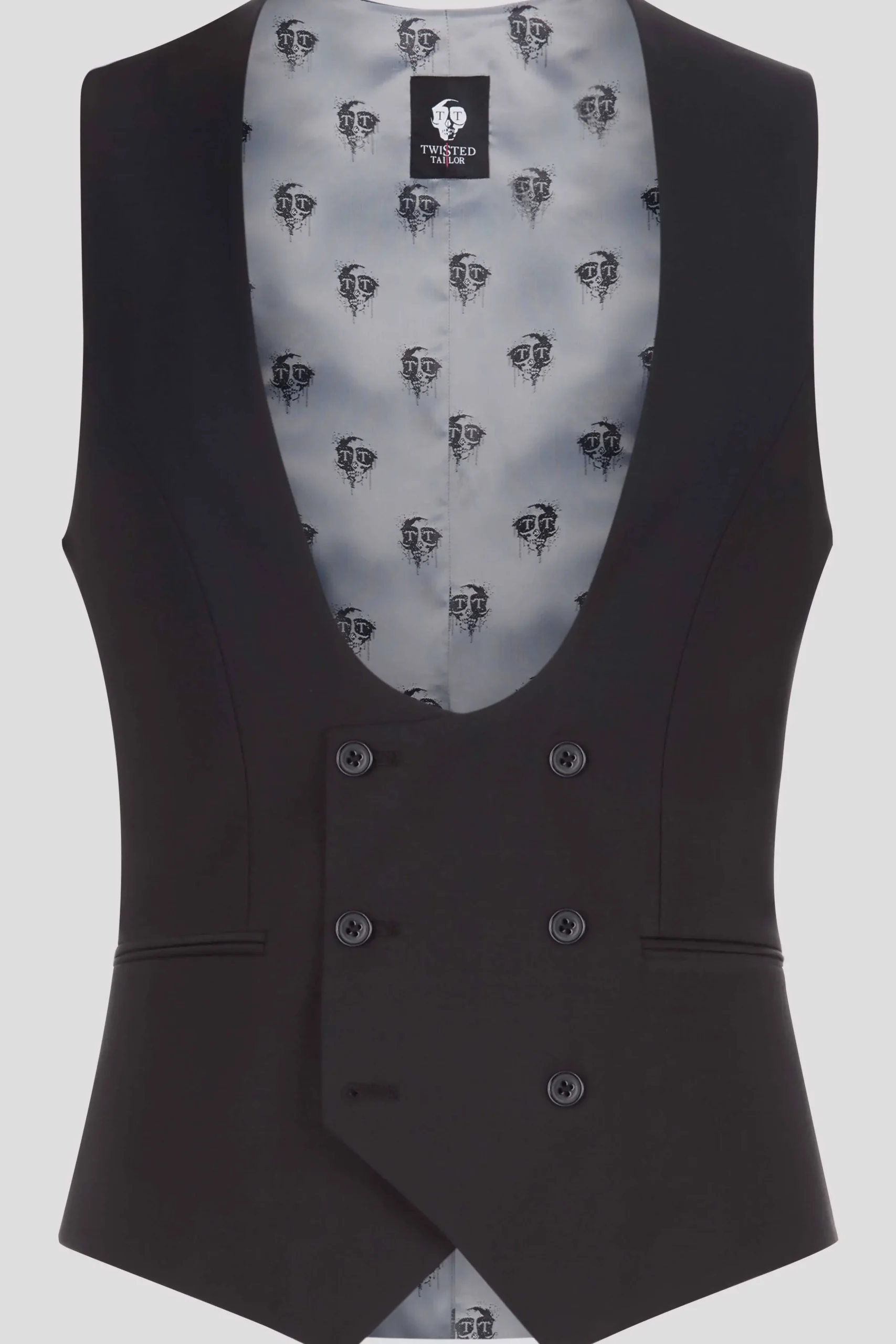Ellroy Skinny Fit Black Wool Waistcoat