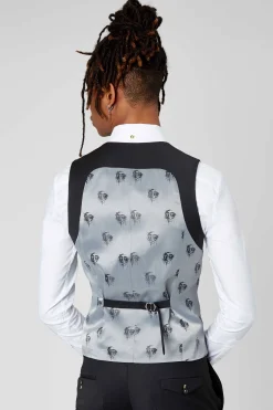 Ellroy Skinny Fit Black Wool Waistcoat