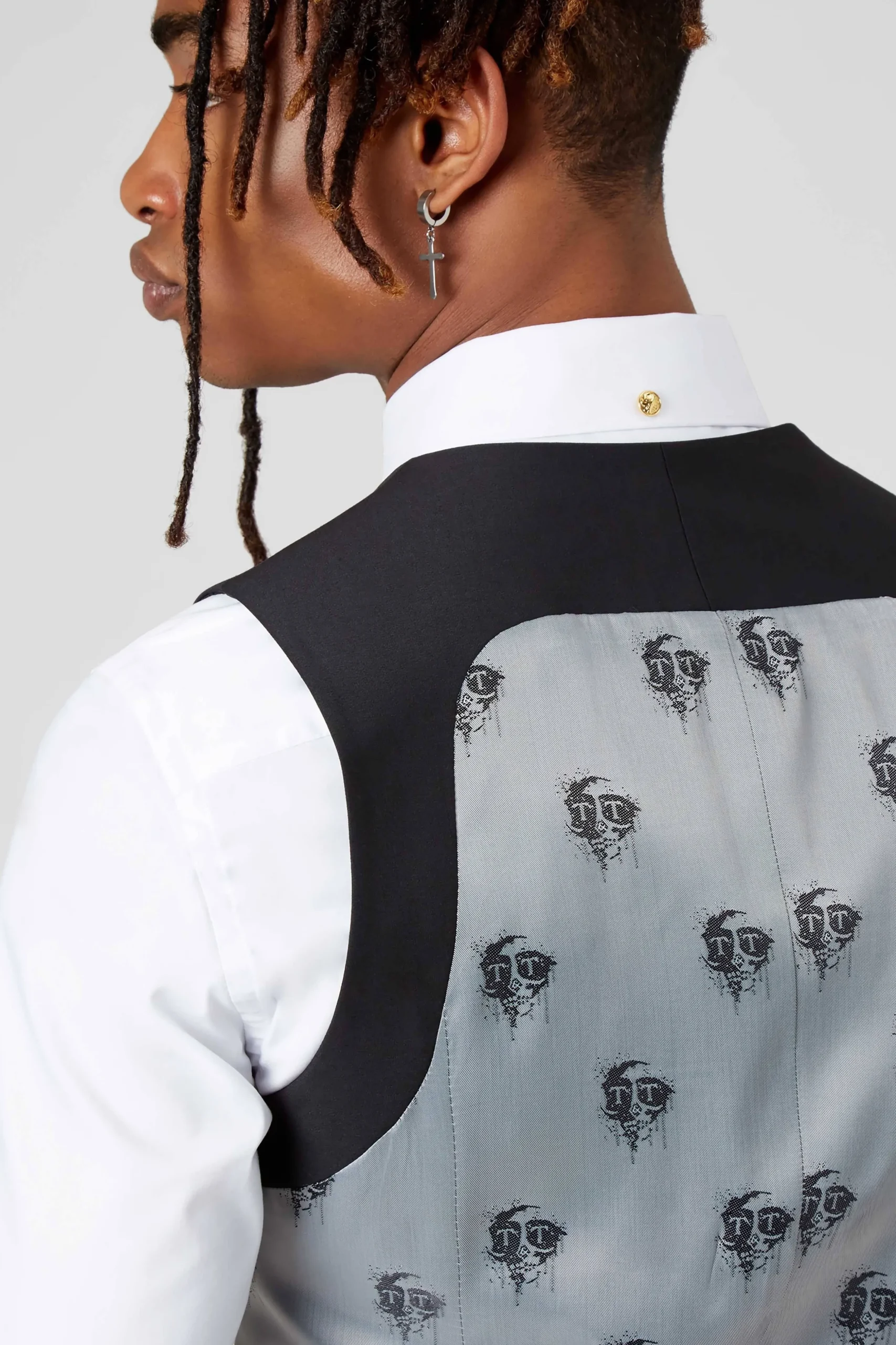 Ellroy Skinny Fit Black Wool Waistcoat