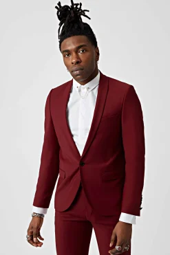 Ellroy Skinny Fit Red Wool Suit