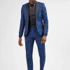 Ersat Skinny Fit Blue Floral Tuxedo Suit