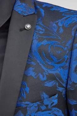 Ersat Skinny Fit Blue Floral Tuxedo Jacket