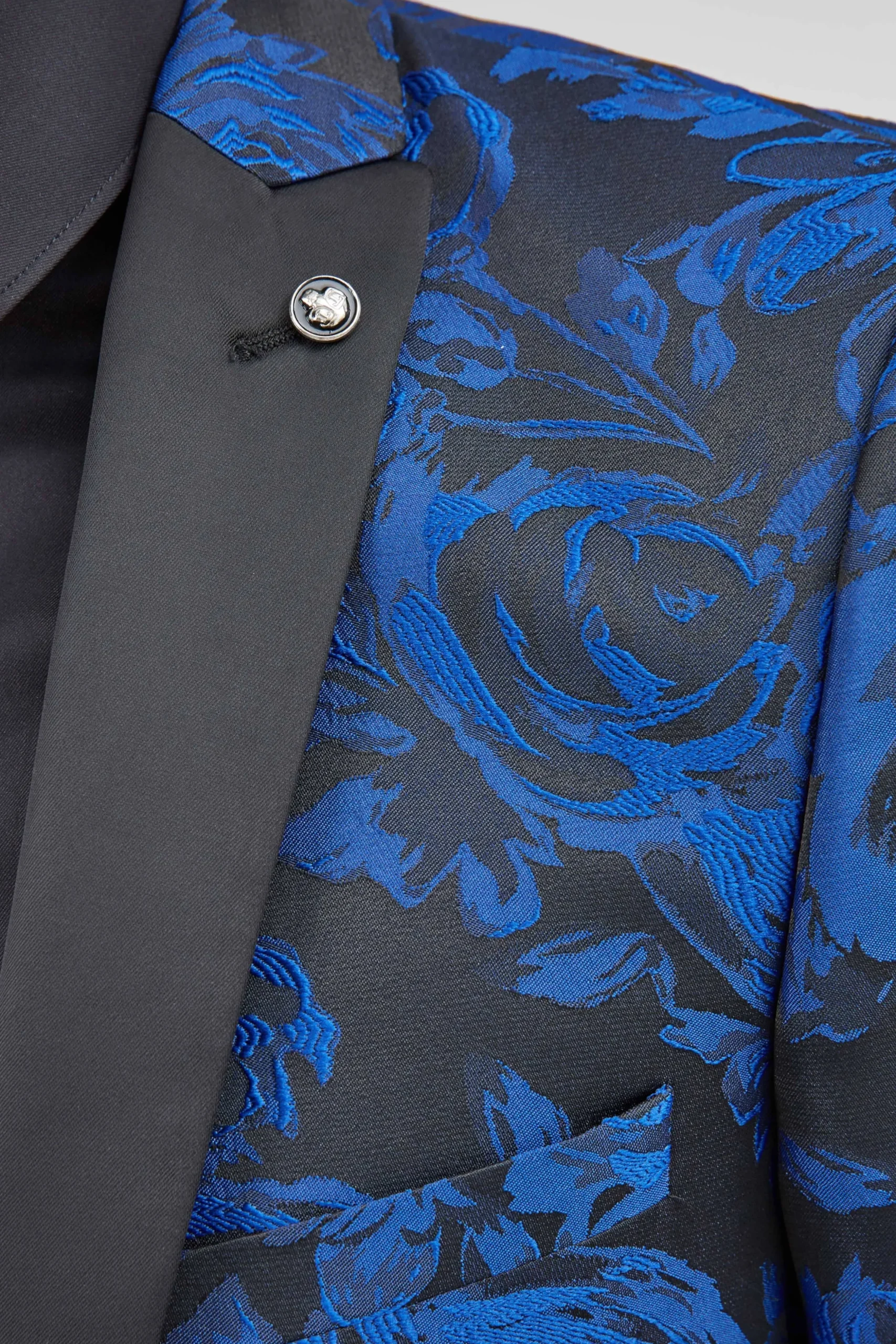 Ersat Skinny Fit Blue Floral Tuxedo Jacket