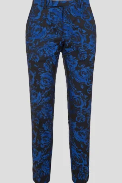 Ersat Skinny Fit Blue Floral Tuxedo Trousers