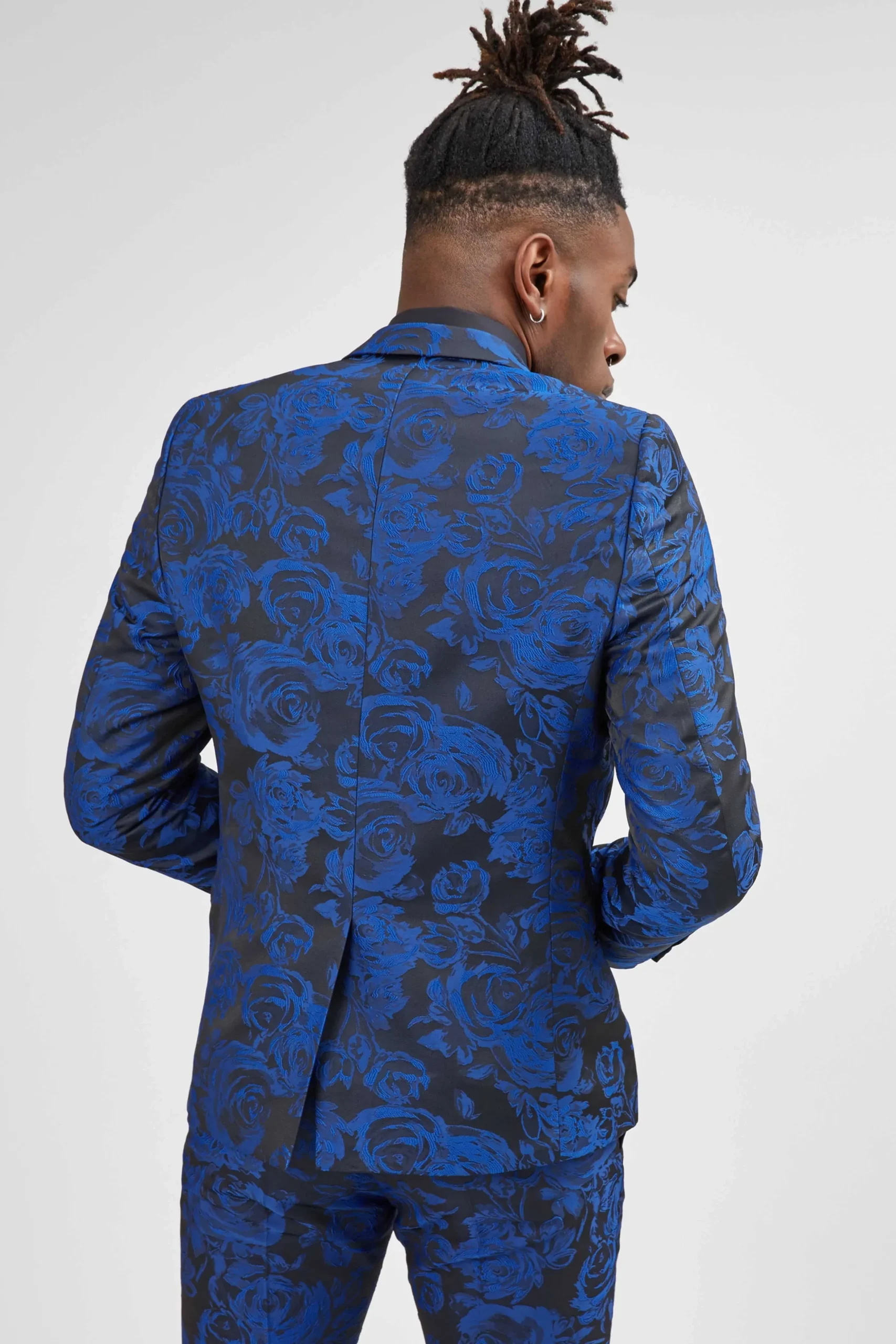 Ersat Skinny Fit Blue Floral Tuxedo Suit
