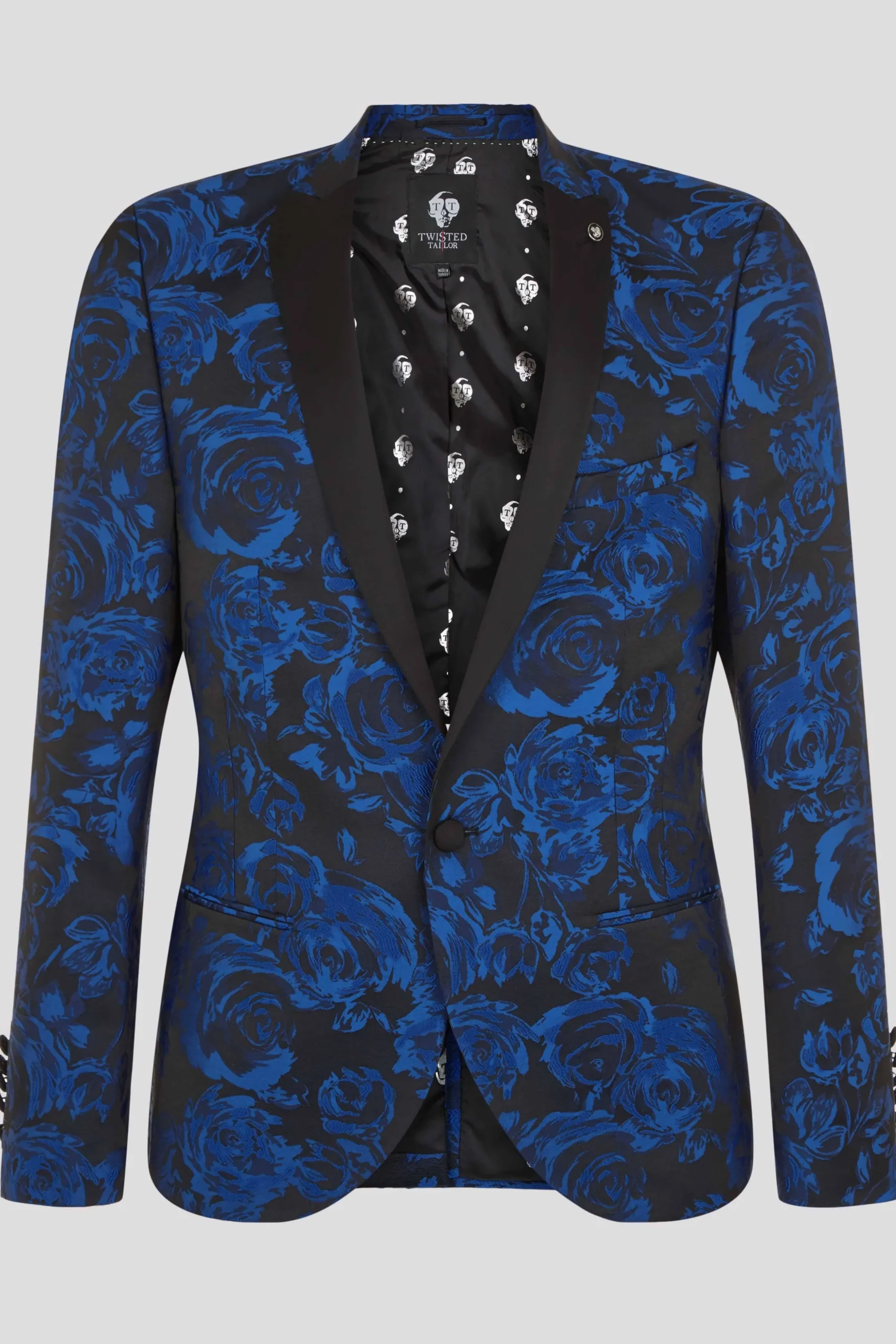 Ersat Skinny Fit Blue Floral Tuxedo Jacket