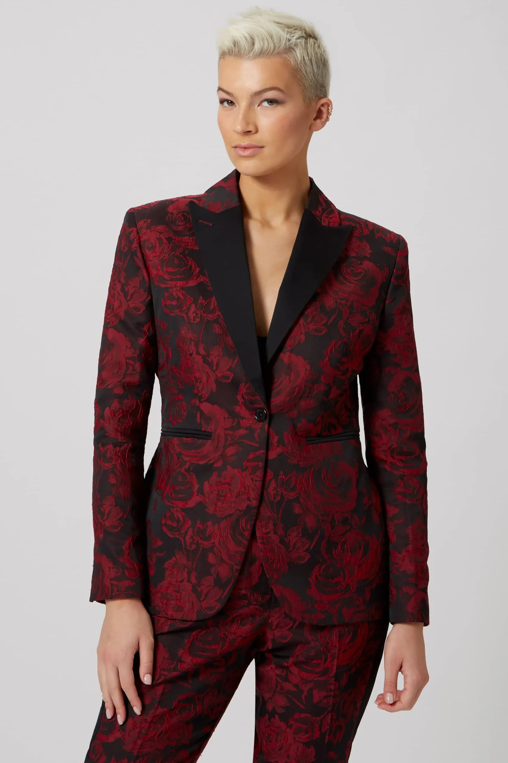 Ersilia Skinny Fit Red Floral Jacket