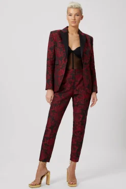Ersilia Skinny Fit Red Floral Suit