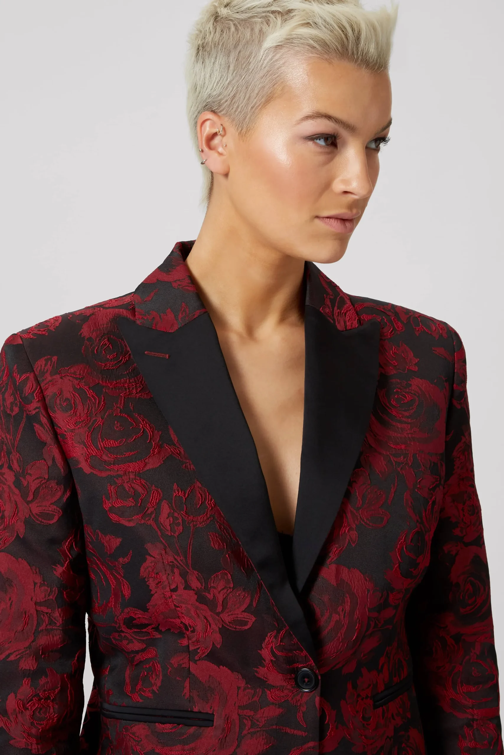Ersilia Skinny Fit Red Floral Jacket