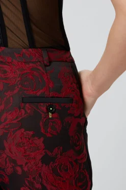 Ersilia Skinny Fit Red Floral Trousers