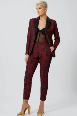 Ersilia Skinny Fit Red Floral Trousers