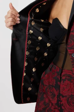 Ersilia Skinny Fit Red Floral Suit