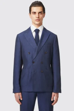 Fairmont Slim Fit Navy Double Breasted Linen Jacket