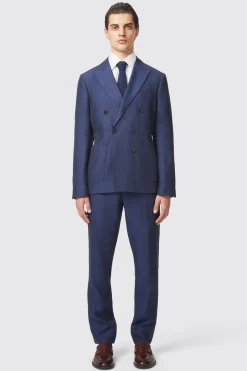 Fairmont Slim Fit Navy Double Breasted Linen Jacket