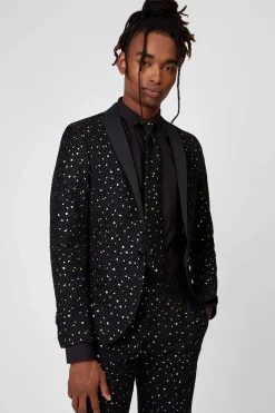 Farrow Skinny Fit Black Polka Dot Tuxedo Suit