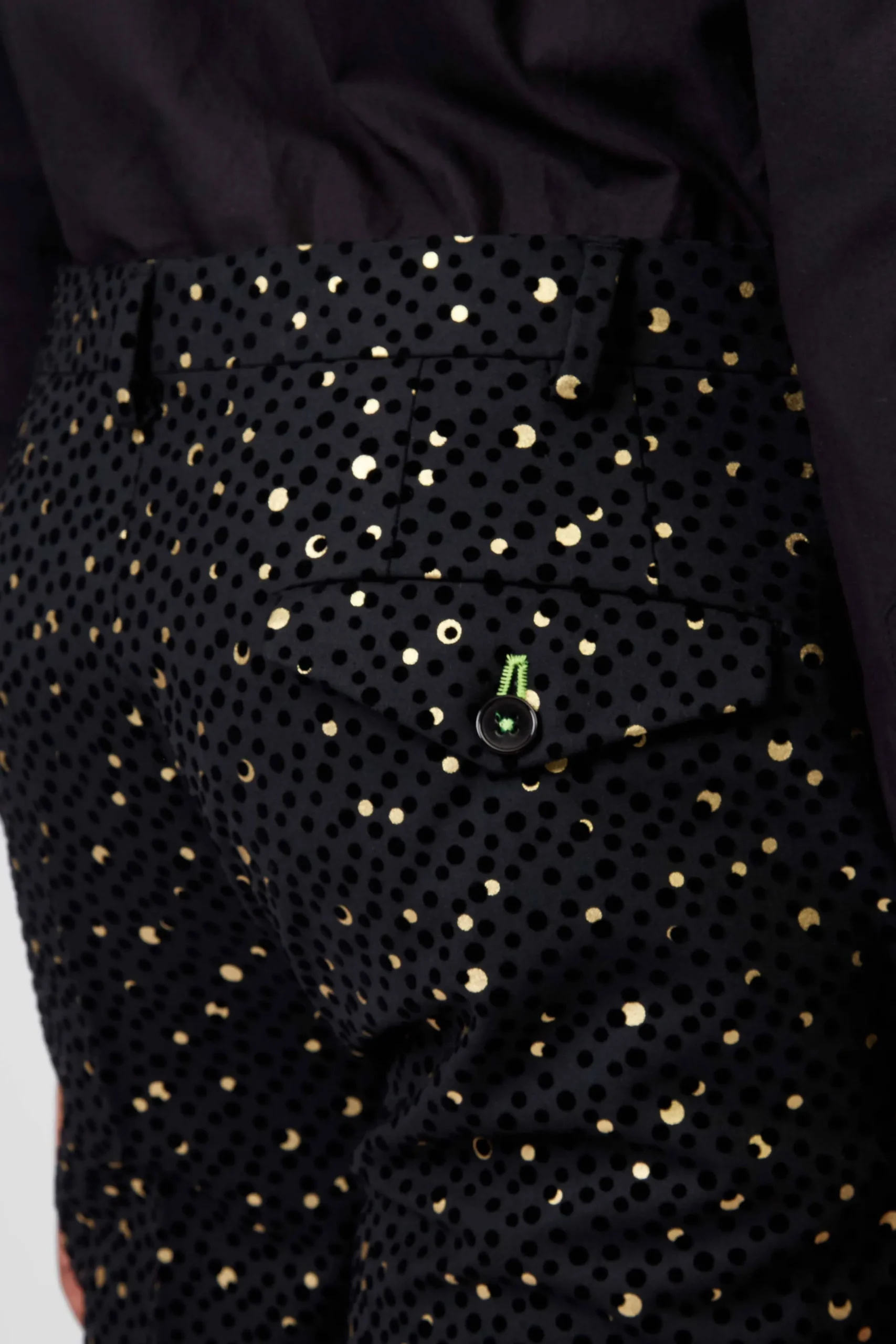 Farrow Skinny Fit Black Polka Dot Tuxedo Trousers