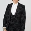 Fleet Skinny Fit Black Floral Tuxedo Jacket