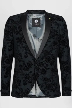 Fleet Skinny Fit Black Floral Tuxedo Jacket