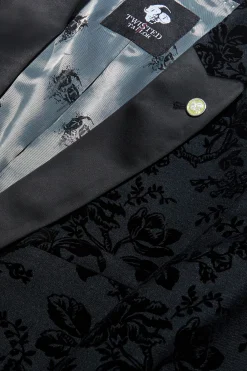 Fleet Skinny Fit Black Floral Tuxedo Jacket