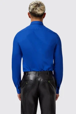 Form Skinny Fit Blue Lace Panel Shirt