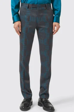 Garland Skinny Fit Black Green Check Trousers