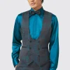 Garland Skinny Fit Black Green Check Waistcoat