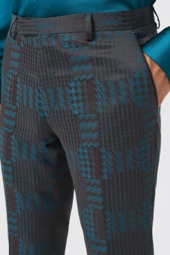 Garland Skinny Fit Black Green Check Trousers