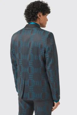 Garland Skinny Fit Black Green Check Suit