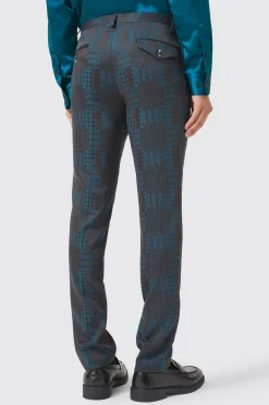 Garland Skinny Fit Black Green Check Suit