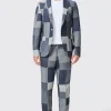 Gasly Slim Fit Blue Denim Patch Suit